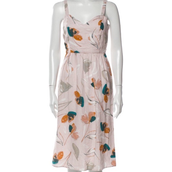 Rachel Zoe Dresses & Skirts - Rachel Zoe Brand New With Tags 100% Linen Sweetheart Midi Floral Dress Size 6